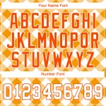 Τρισδιάστατη προσαρμοσμένη πορτοκαλί μπέιζμπολ λευκή λευκή-πορτοκαλί καρό φανέλα με αυθεντικό σχέδιο μοτίβου Τρισδιάστατη προσαρμοσμένη πορτοκαλί μπέιζμπολ λευκή λευκή-πορτοκαλί καρό φανέλα με αυθεντικό σχέδιο μοτίβου