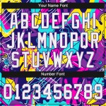 Προσαρμοσμένο τζέρσεϊ λευκό-μωβ αυθεντικό μοτίβο 3D γκράφιτι μπέιζμπολ Προσαρμοσμένο τζέρσεϊ λευκό-μωβ αυθεντικό μοτίβο 3D γκράφιτι μπέιζμπολ