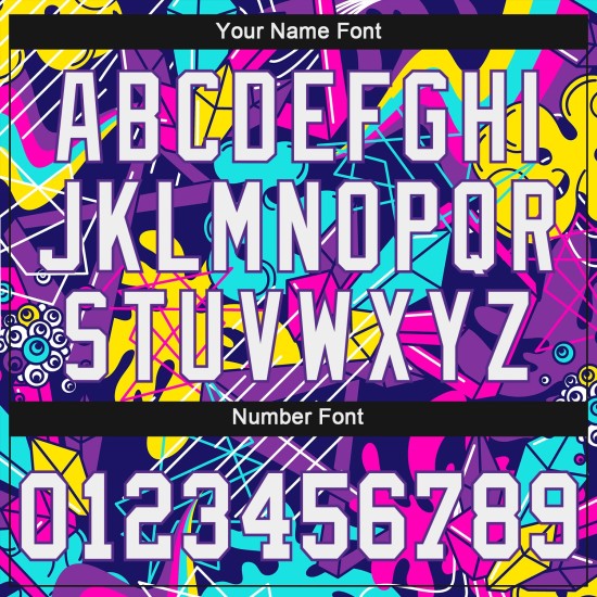 Προσαρμοσμένο τζέρσεϊ λευκό-μωβ αυθεντικό μοτίβο 3D γκράφιτι μπέιζμπολ Προσαρμοσμένο τζέρσεϊ λευκό-μωβ αυθεντικό μοτίβο 3D γκράφιτι μπέιζμπολ