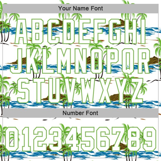 Λευκή φανέλα Beaches με λευκό-νέον σχέδιο και αυθεντικό σχέδιο μπέιζμπολ 3D πράσινου χρώματος Λευκή φανέλα Beaches με λευκό-νέον σχέδιο και αυθεντικό σχέδιο μπέιζμπολ 3D πράσινου χρώματος