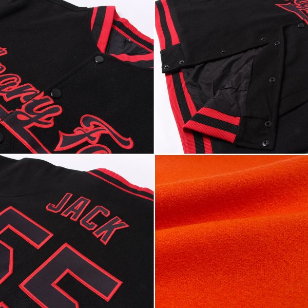 Custom Orange White-Royal Bomber Full-Snap Varsity Letterman Jacket - Image 2