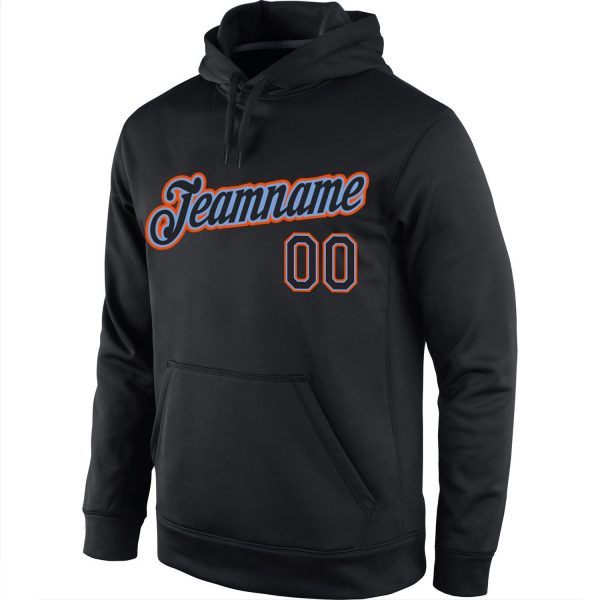 Custom Stitched Black Black-Orange Sports Pullover Sweatshirt Hoodie - Image 2