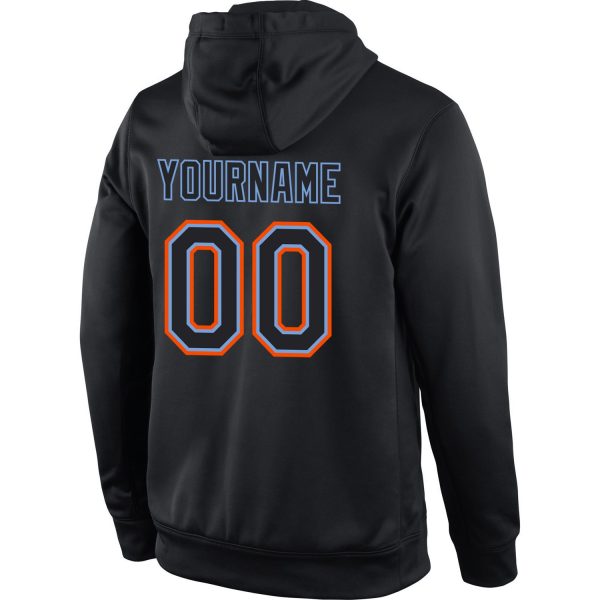 Custom Stitched Black Black-Orange Sports Pullover Sweatshirt Hoodie - Image 3
